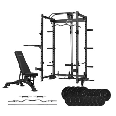 Lifespan Cortex PR-4 Folding Power Rack 90kg Endurashell Weight Bars and Bench