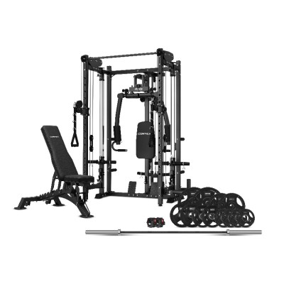 Lifespan Cortex PR-5 Folding Power Rack with 100kg Olympic Tri-Grip Weight, Bar and Bench Set