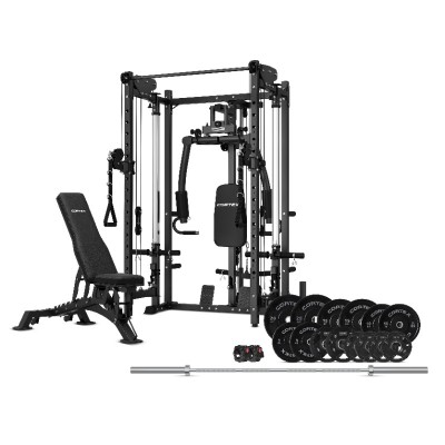 Lifespan Cortex PR-5 Folding Power Rack with 130kg Olympic Bumper Weight, Bar & Bench Set