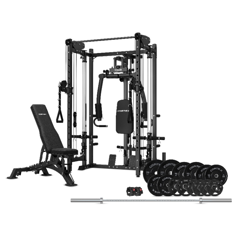 Lifespan Cortex PR-5 Folding Power Rack with 130kg Olympic Bumper Weight, Bar & Bench Set Lifespan Cortex PR-5 Folding Power Rack with 130kg Olympic Bumper Weight, Bar & Bench Set