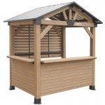 Oslo 2.4m x 1.8m Outdoor Timber & Steel Gable Roof Gazebo - Bar Set Oslo 2.4m x 1.8m Outdoor Timber & Steel Gable Roof Gazebo - Bar Set