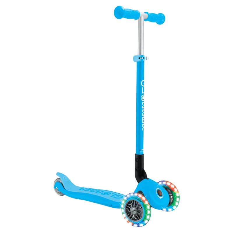 Globber PRIMO Foldable with Lights Complete Scooter - Sky Blue Globber PRIMO Foldable with Lights Complete Scooter - Sky Blue