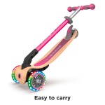 Globber Primo Foldable Wood Scooter with Lights - Pink
