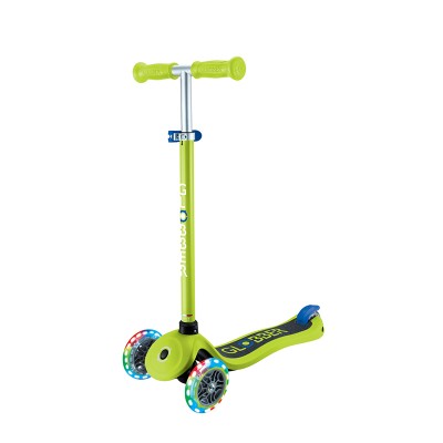 Globber Primo V2 Scooter with Lights and Griptape - Lime Green / Navy Blue