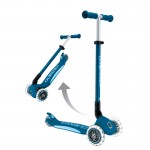 Globber Elite Primo Fold Plus Lights Scooter - Petrol Blue / Light Blue Globber Elite Primo Fold Plus Lights Scooter - Petrol Blue / Light Blue