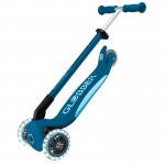 Globber Elite Primo Fold Plus Lights Scooter - Petrol Blue / Light Blue Globber Elite Primo Fold Plus Lights Scooter - Petrol Blue / Light Blue