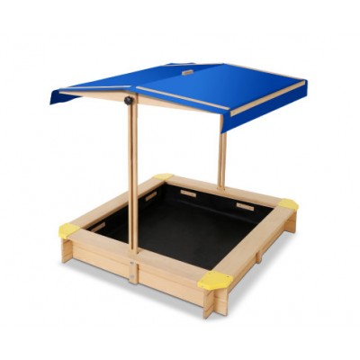 Keezi Fir Wood Canopy Outdoor Sand Box Set Sand Pit - Natural Wood