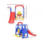 Keezi Kids 4-in-1 Slide Swing with Basketball Hoop