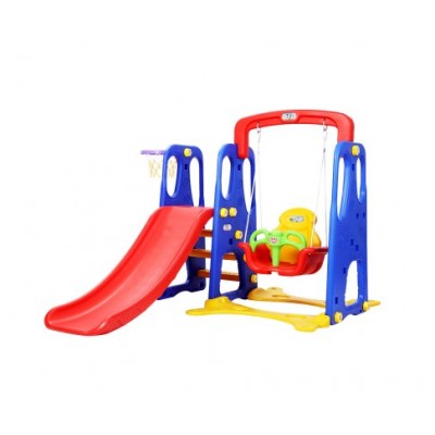 Keezi Kids 4-in-1 Slide Swing with Basketball Hoop