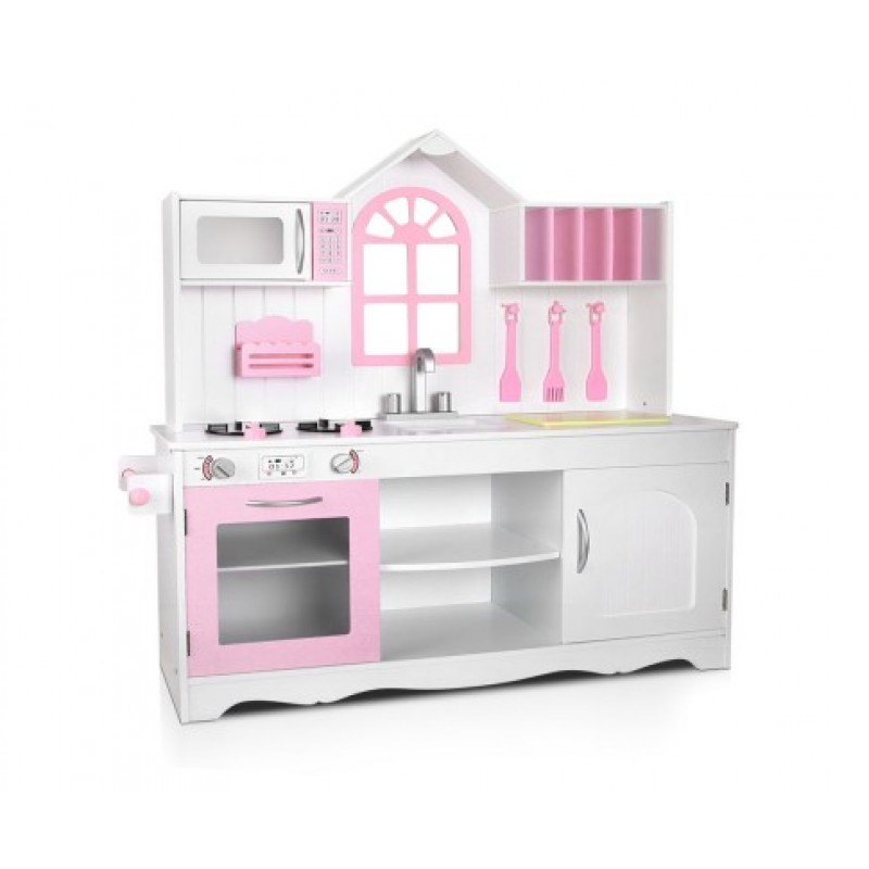 Keezi Kids Princess Wooden Kitchen Play Set - White & Pink Keezi Kids Princess Wooden Kitchen Play Set - White & Pink