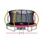 Everfit 12ft Trampoline Round Trampoline with Basketball Hoop - Multi-coloured
