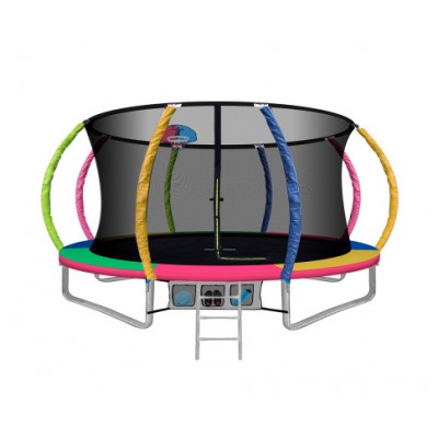 Everfit 12ft Trampoline Round Trampoline with Basketball Hoop - Multi-coloured