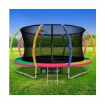 Everfit 12ft Trampoline Round Trampoline with Basketball Hoop - Multi-coloured