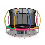 Everfit 10ft Trampoline Round Trampoline with Basketball Hoop - Multi-coloured