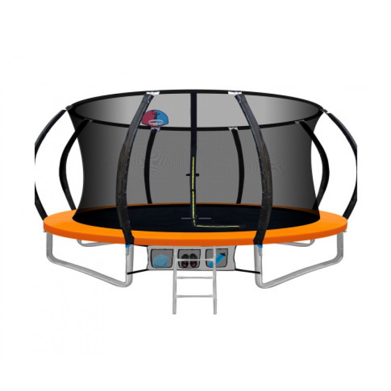 Everfit 14ft Trampoline Round Trampoline with Basketball Hoop - Orange Everfit 14ft Trampoline Round Trampoline with Basketball Hoop - Orange