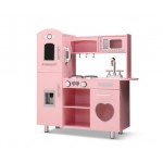 Keezi Kids Dispenser Wooden Kitchen Pretend Childrens Utensils Play Food Sets - Pink