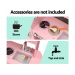 Keezi Kids Dispenser Wooden Kitchen Pretend Childrens Utensils Play Food Sets - Pink