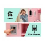 Keezi Kids Dispenser Wooden Kitchen Pretend Childrens Utensils Play Food Sets - Pink