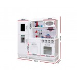 Keezi Kids Dispenser Wooden Kitchen Pretend Childrens Utensils Play Food Sets - White Keezi Kids Dispenser Wooden Kitchen Pretend Childrens Utensils Play Food Sets - White