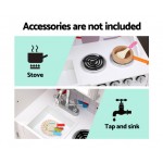 Keezi Kids Dispenser Wooden Kitchen Pretend Childrens Utensils Play Food Sets - White Keezi Kids Dispenser Wooden Kitchen Pretend Childrens Utensils Play Food Sets - White