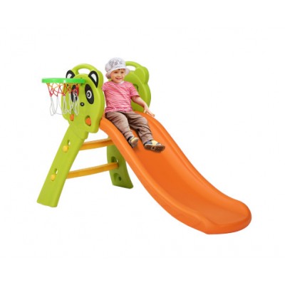 Keezi Kids Slide with Basketball Hoop Panda - Orange