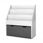 Keezi Kids Bookshelf Childrens Organiser Storage Shelf - Wooden White