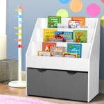Keezi Kids Bookshelf Childrens Organiser Storage Shelf - Wooden White