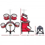 Keezi Kids 7 Drum Set Junior Drums Kit Musical Play Toy - Red