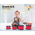 Keezi Kids 7 Drum Set Junior Drums Kit Musical Play Toy - Red