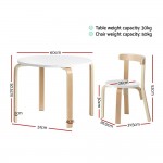 Keezi Nordic Kids Activity Study Play Modern Table and Chair Set - White/Natural