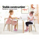 Keezi Nordic Kids Activity Study Play Modern Table and Chair Set - White/Natural