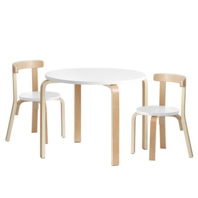Keezi Nordic Kids Activity Study Play Modern Table and Chair Set - White/Natural