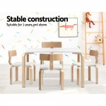 Keezi 5 Piece Set Nordic Kids Activity Study Play Modern Table and Chair Set - White/Natural Keezi 5 Piece Set Nordic Kids Activity Study Play Modern Table and Chair Set - White/Natural