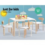 Keezi 5 Piece Set Nordic Kids Activity Study Play Modern Table and Chair Set - White/Natural Keezi 5 Piece Set Nordic Kids Activity Study Play Modern Table and Chair Set - White/Natural