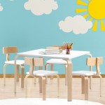 Keezi 5 Piece Set Nordic Kids Activity Study Play Modern Table and Chair Set - White/Natural