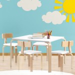 Keezi 5 Piece Set Nordic Kids Activity Study Play Modern Table and Chair Set - White/Natural Keezi 5 Piece Set Nordic Kids Activity Study Play Modern Table and Chair Set - White/Natural