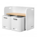 Keezi 3 Piece Nordic Kids Activity Desk Compact Table and Chair Set - White/Natural Keezi 3 Piece Nordic Kids Activity Desk Compact Table and Chair Set - White/Natural