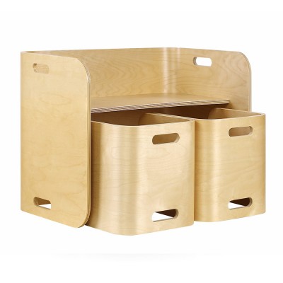 Keezi 3 Piece Nordic Kids Activity Desk Compact Table and Chair Set - Natural