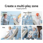 Keezi Kids Slide 170cm Extra Long Swing Basketball Hoop Toddlers Playset - Blue