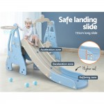 Keezi Kids Slide 170cm Extra Long Swing Basketball Hoop Toddlers Playset - Blue