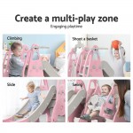 Keezi Kids Slide 170cm Extra Long Swing Basketball Hoop Toddlers Playset - Pink