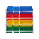 Keezi Kids 12 Plastic Bins Toy Organiser Box Bookshelf Storage Children Rack