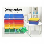 Keezi Kids 12 Plastic Bins Toy Organiser Box Bookshelf Storage Children Rack
