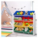 Keezi Kids 12 Plastic Bins Toy Organiser Box Bookshelf Storage Children Rack