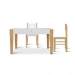 Keezi Kids Table and Chairs Set Activity Drawing Desk - White and Natural