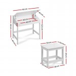 Keezi Kids Drawing Writing Desk Play Table and Chair Set- White Keezi Kids Drawing Writing Desk Play Table and Chair Set- White