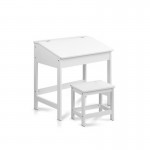 Keezi Kids Drawing Writing Desk Play Table and Chair Set- White Keezi Kids Drawing Writing Desk Play Table and Chair Set- White