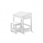 Keezi Kids Drawing Writing Desk Play Table and Chair Set- White Keezi Kids Drawing Writing Desk Play Table and Chair Set- White