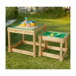 Keezi Kids Sandpit Sand and Water Wooden Table with Cover Outdoor Sand Pit Toys