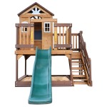 Lifespan Silverton Cubby House with 1.8m Slide - Green Lifespan Silverton Cubby House with 1.8m Slide - Green